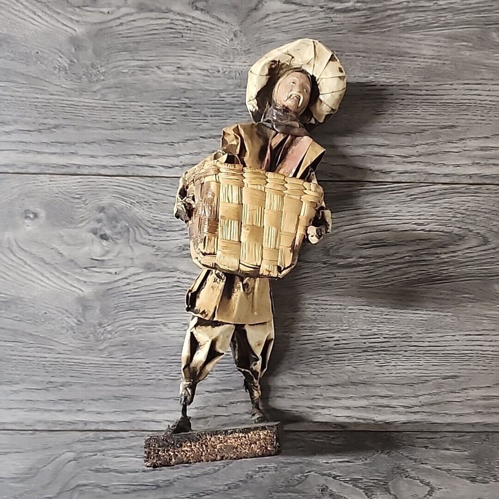 Vintage Mexican Folk Art Paper Mache Figure Handmade Authentic Hardworking Man